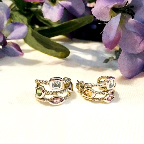 SOLD Sterling Topaz Amethyst Peridot Citrine Ear - Picture 14 of 14